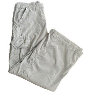 American Eagle Light Grey Cargo Pants Mid Rise Baggy Wide Leg Women's Size 10
